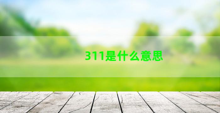 311是什么意思