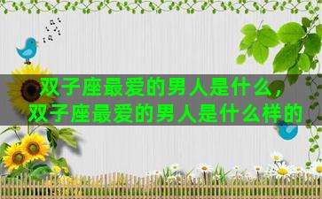 双子座最爱的男人是什么，双子座最爱的男人是什么样的