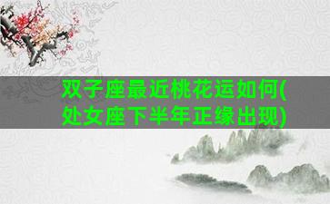 双子座最近桃花运如何(处女座下半年正缘出现)