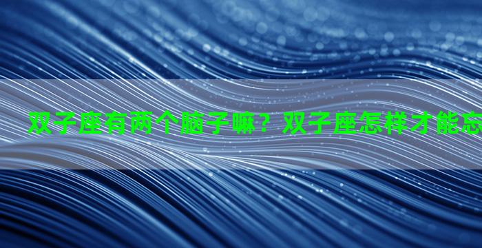 双子座有两个脑子嘛？双子座怎样才能忘记一个男生