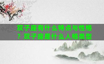 双子座有什么特点与性格？双子座是什么人格类型
