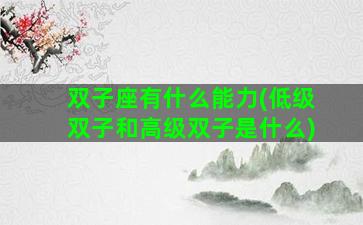 双子座有什么能力(低级双子和高级双子是什么)