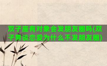双子座有对象会发朋友圈吗(双子男谈恋爱为什么不发朋友圈)