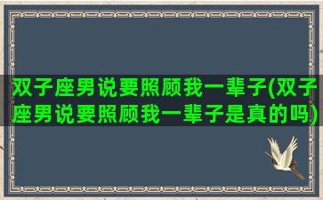 双子座男说要照顾我一辈子(双子座男说要照顾我一辈子是真的吗)