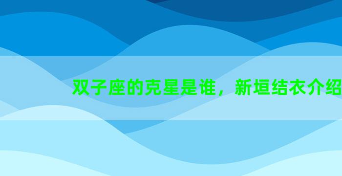 双子座的克星是谁，新垣结衣介绍