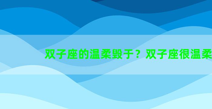 双子座的温柔毁于？双子座很温柔