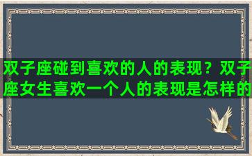 双子座碰到喜欢的人的表现？双子座女生喜欢一个人的表现是怎样的