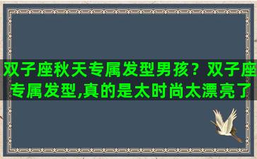 双子座秋天专属发型男孩？双子座专属发型,真的是太时尚太漂亮了,你们学会了吗