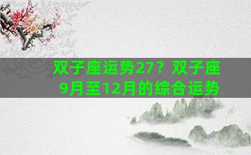 双子座运势27？双子座9月至12月的综合运势